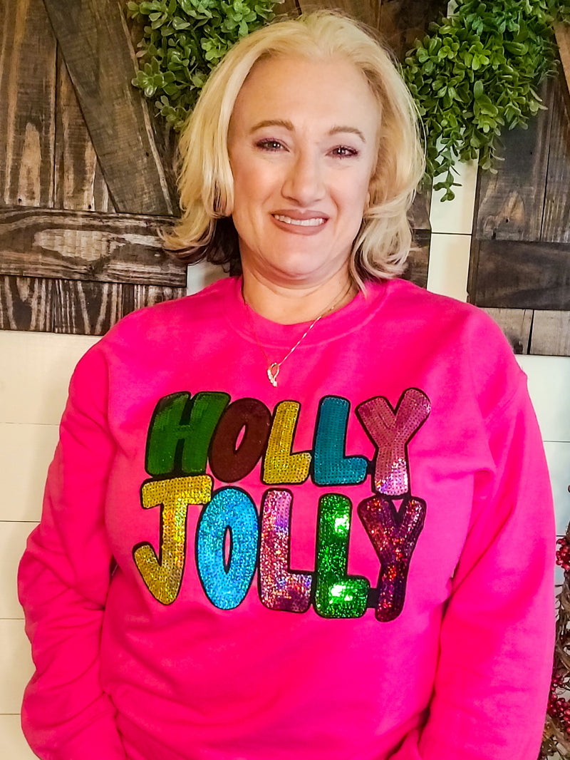 Holly Jolly Sequin Crewneck Sweatshirt