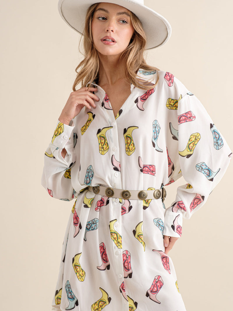 Cowboy Boots Print Dress