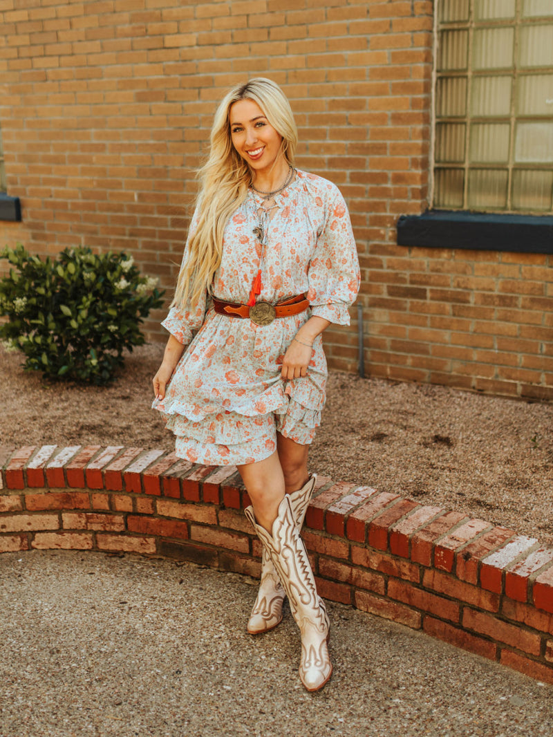 Blue Floral Print Dress