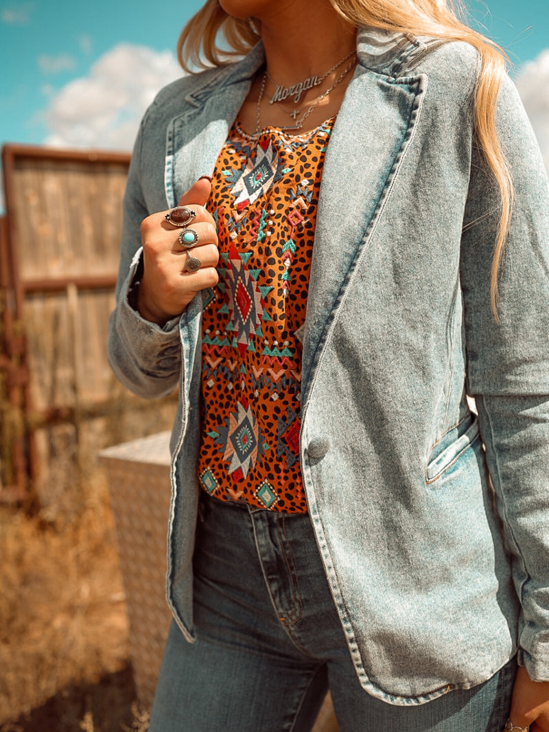 Medium Washed Denim Blazer