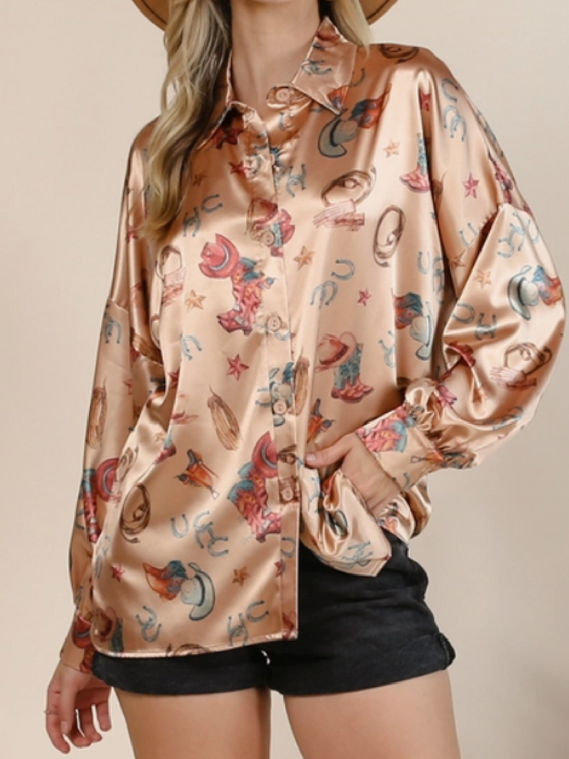 Western boots Satin Blouse