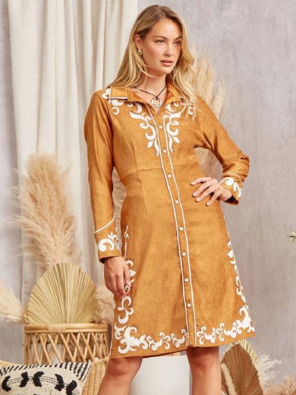 Rodeo Queen by Savannah Jane - Suede Dress with Tonal Embroidery