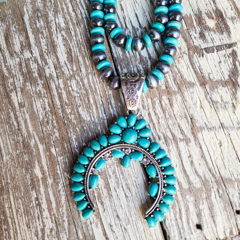 Turquoise Naja Silver Pearl Double Necklace