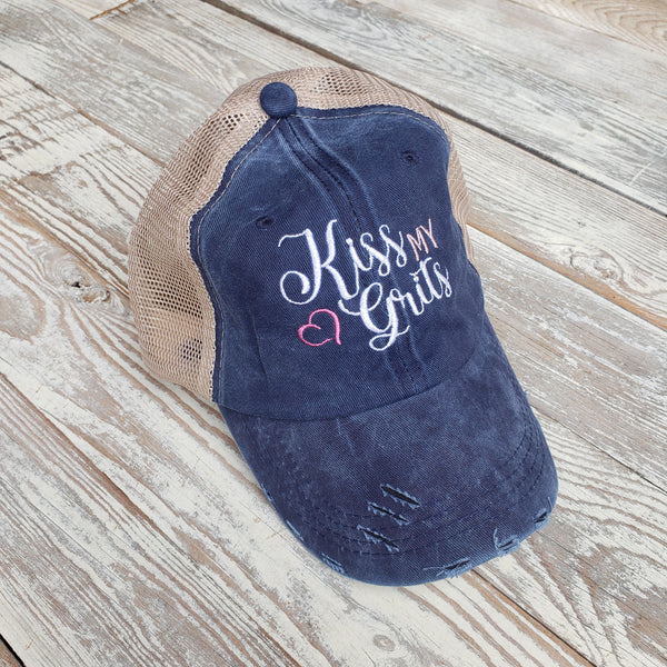 Kiss My Grits Embroidered Trucker Hat
