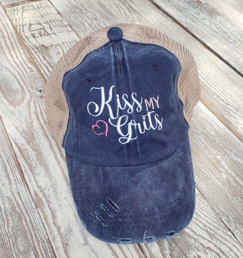 Kiss My Grits Embroidered Trucker Hat